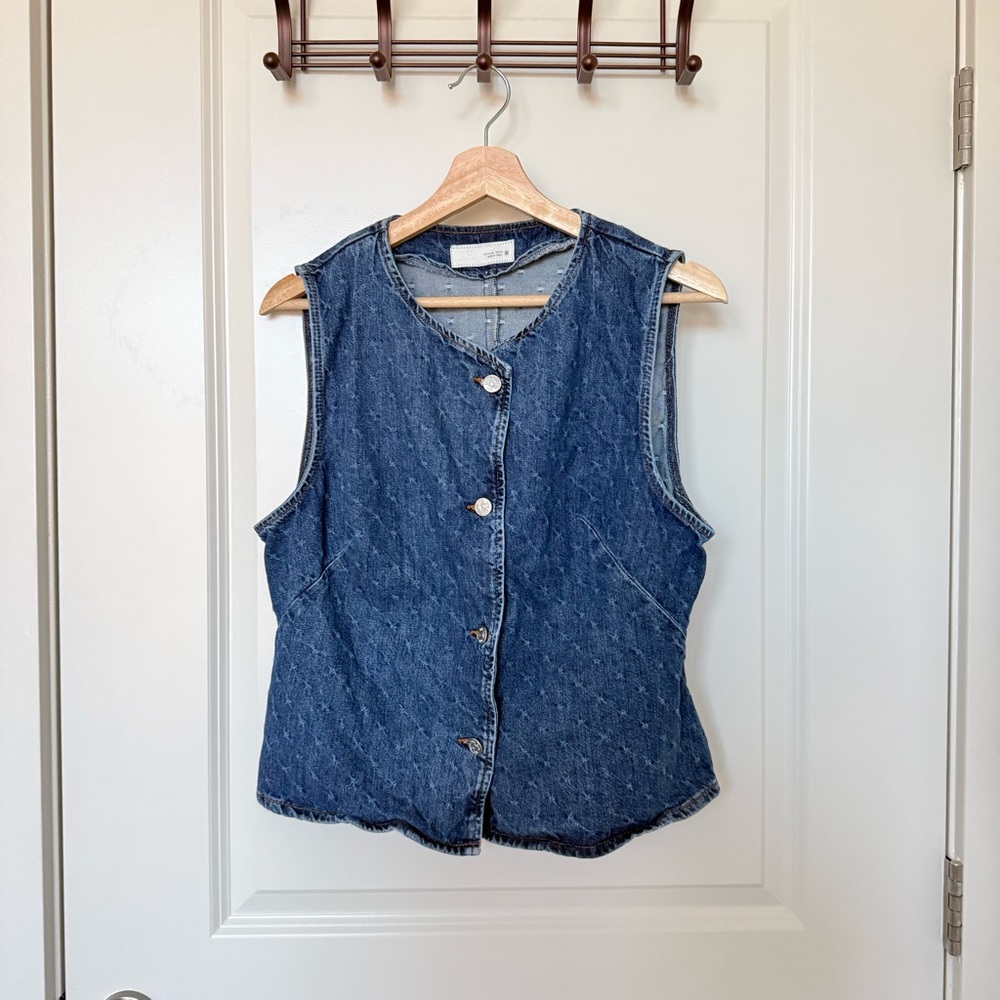 ZARA Denim Button-Up Vest
